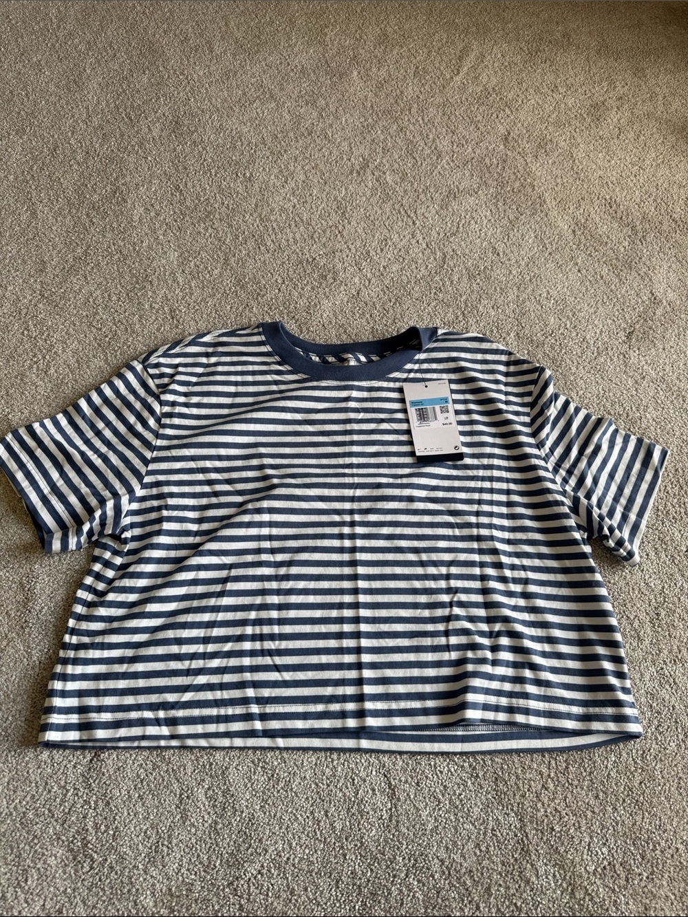Nike Navy & White Striped Short Sleeve Tee